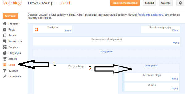 jak wstawi dodatek na blogspot.com - krok 1