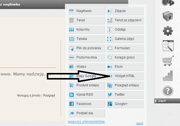 jak wstawi dodatek na jimdo.com - krok 2