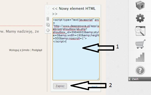 jak wstawi dodatek na jimdo.com - krok 3